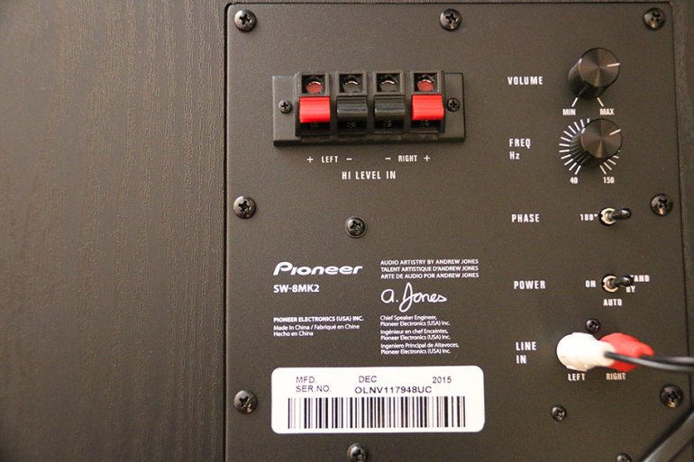 A close-up of the subwoofer controls | The Master Switch