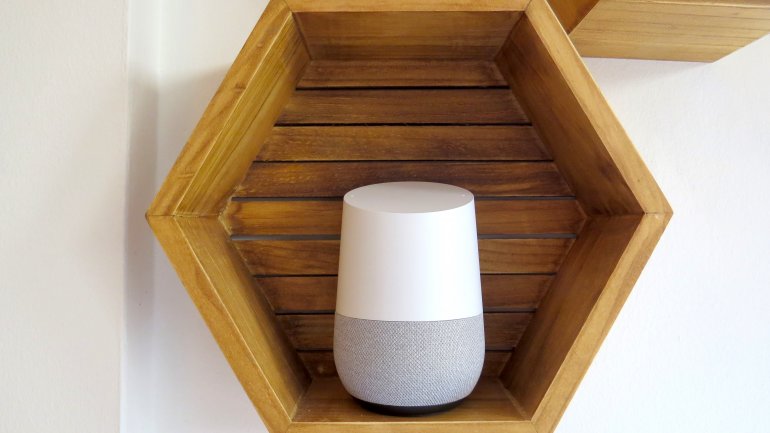 The Google Home fits nicely in most shelving units | The Master Switch