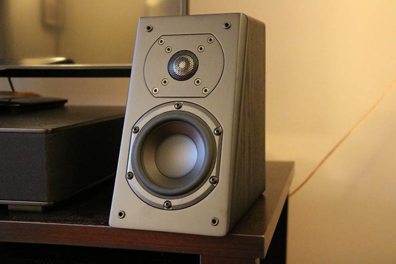 The slick, angled SVS Prime Elevation wired speaker | The Master Switch